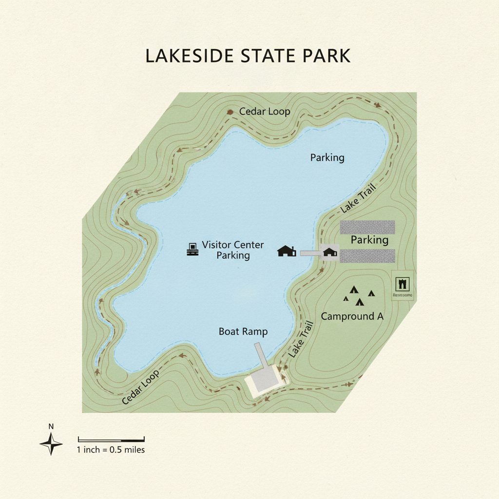 A sharp, to-scale trail map